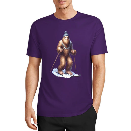 Bigfoot - Sasquatch Snow Skiing Short Sleeve Cotton T-Shirt
