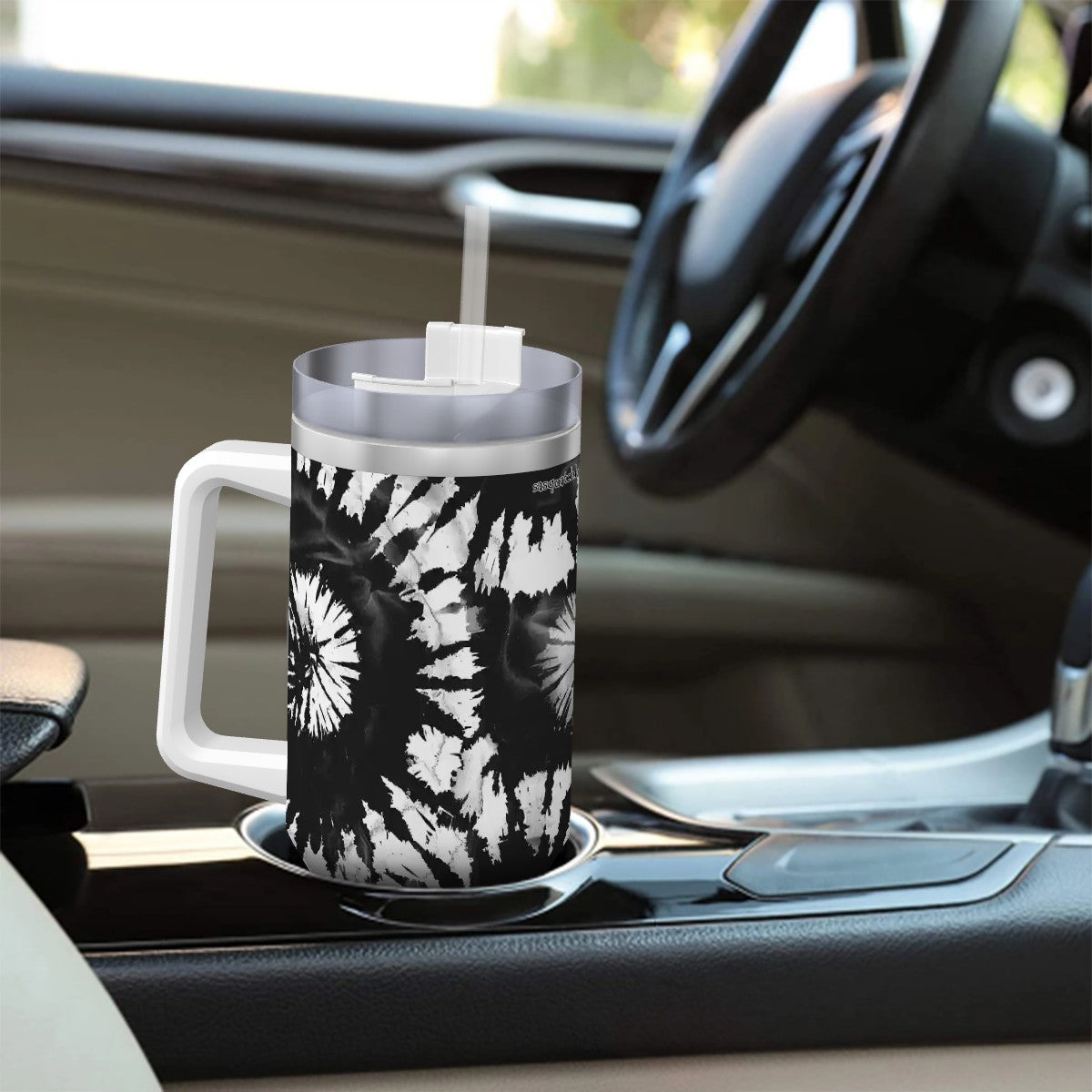 Tie Dye Themed 40 oz Travel Coffee Mugs with a Straw