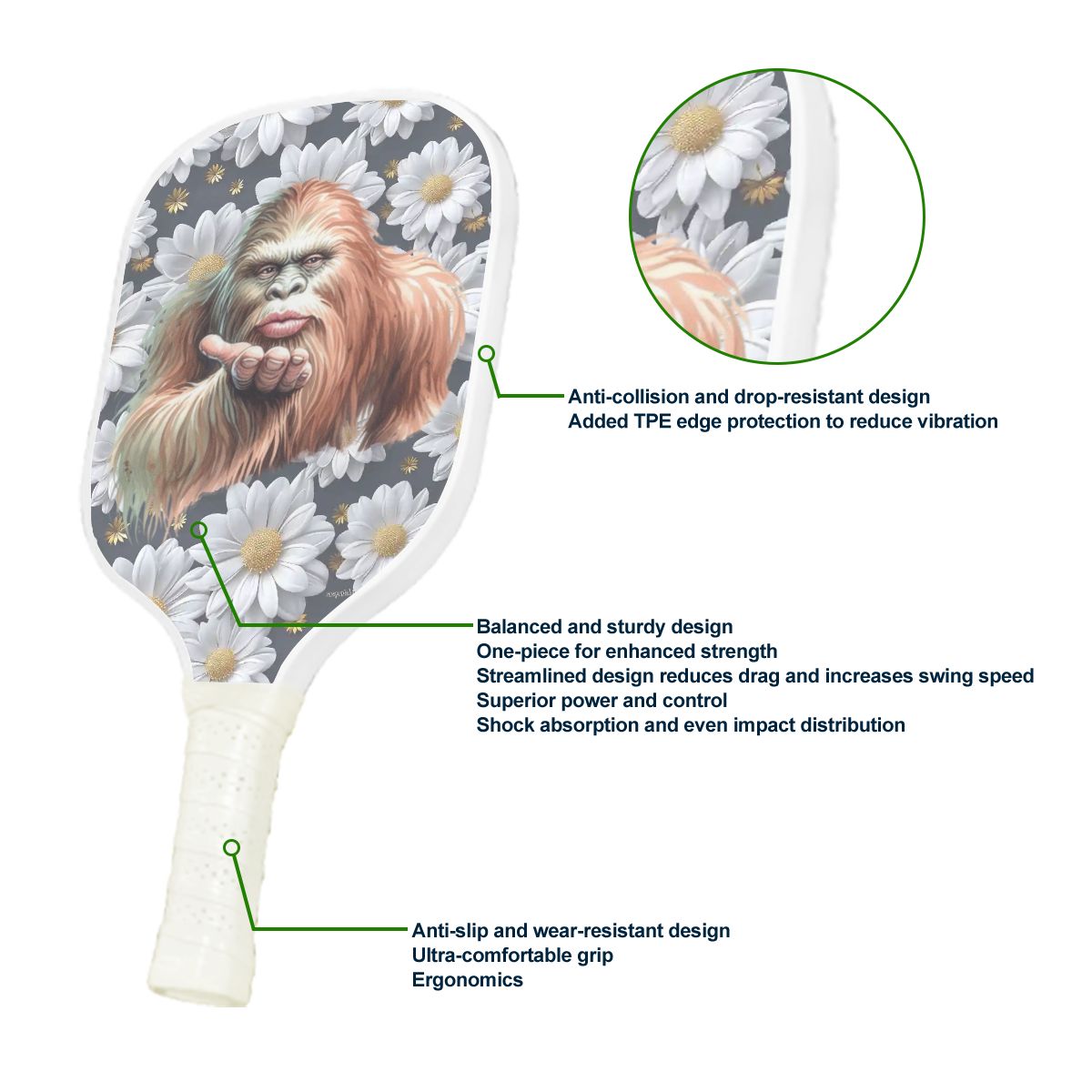 Bigfoot / Sasquatch Daisies 1 Pickleball Paddle-