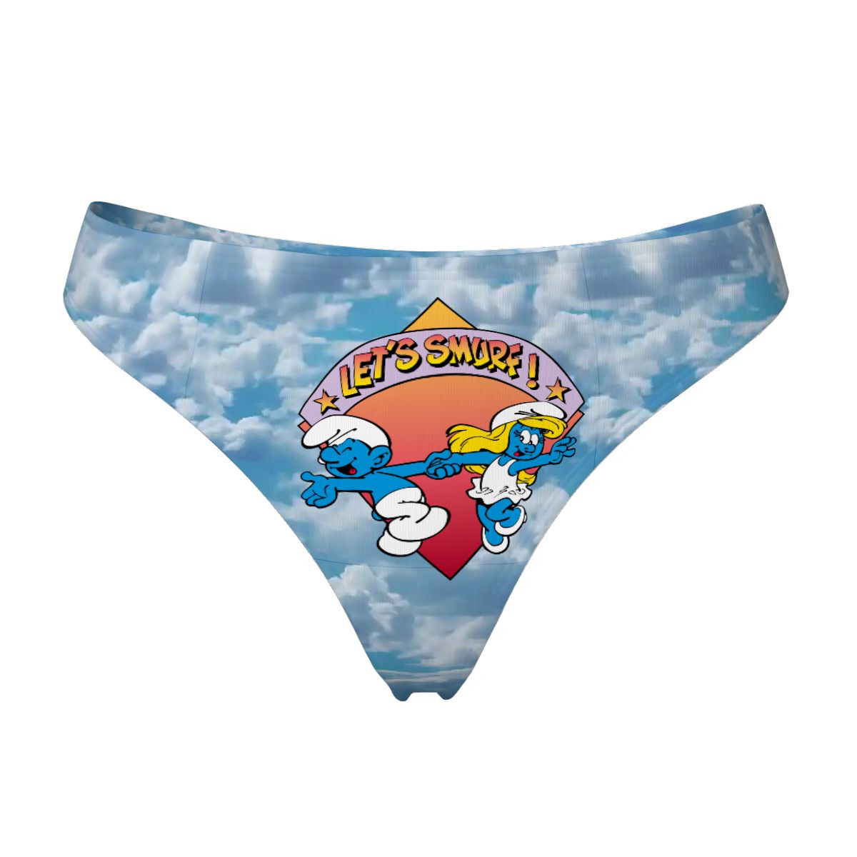 Women’s Polyester Thong, Panties, Underwear - "Let's Smurf"
