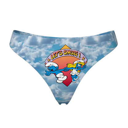 Women’s Polyester Thong, Panties, Underwear - "Let's Smurf"