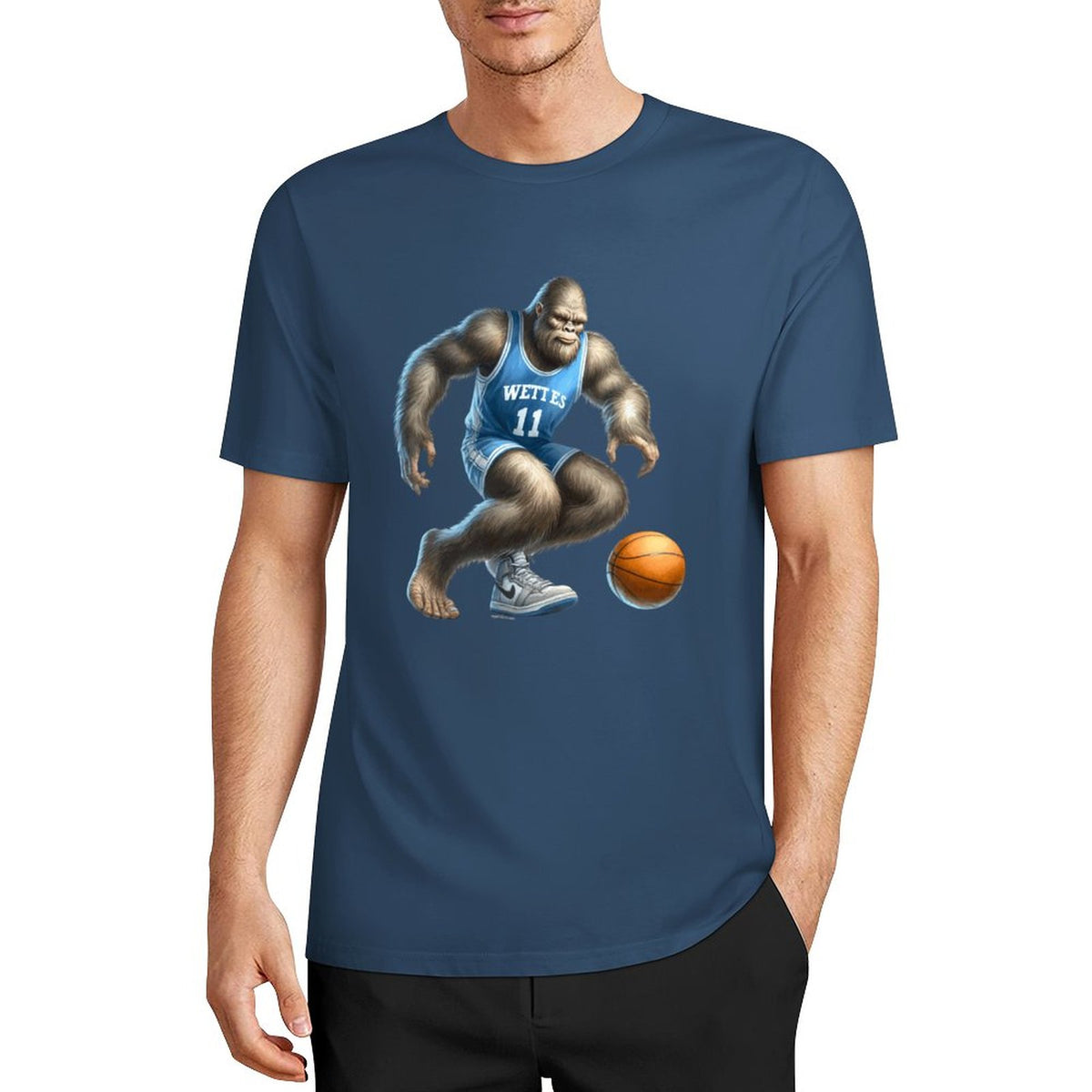 Bigfoot - Sasquatch Basketball Short Sleeve Cotton T-Shirt