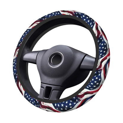 American Flag, Rugged Auto Steering Wheel Cover - 15" b