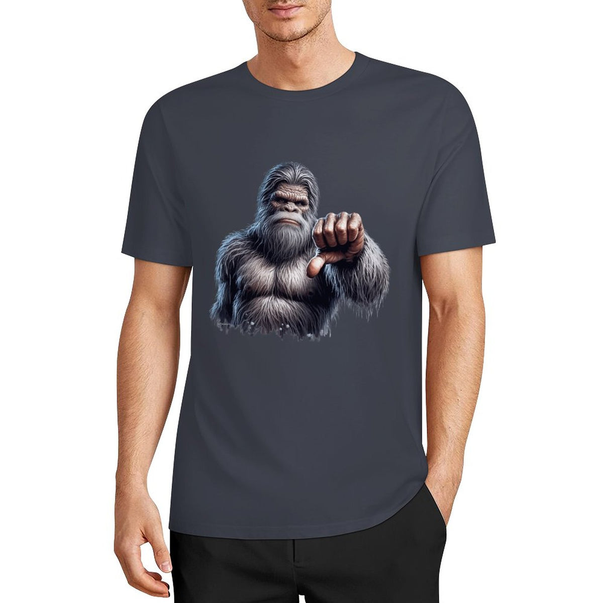Bigfoot - Sasquatch Thumbs Down Short Sleeve Cotton T-Shirt