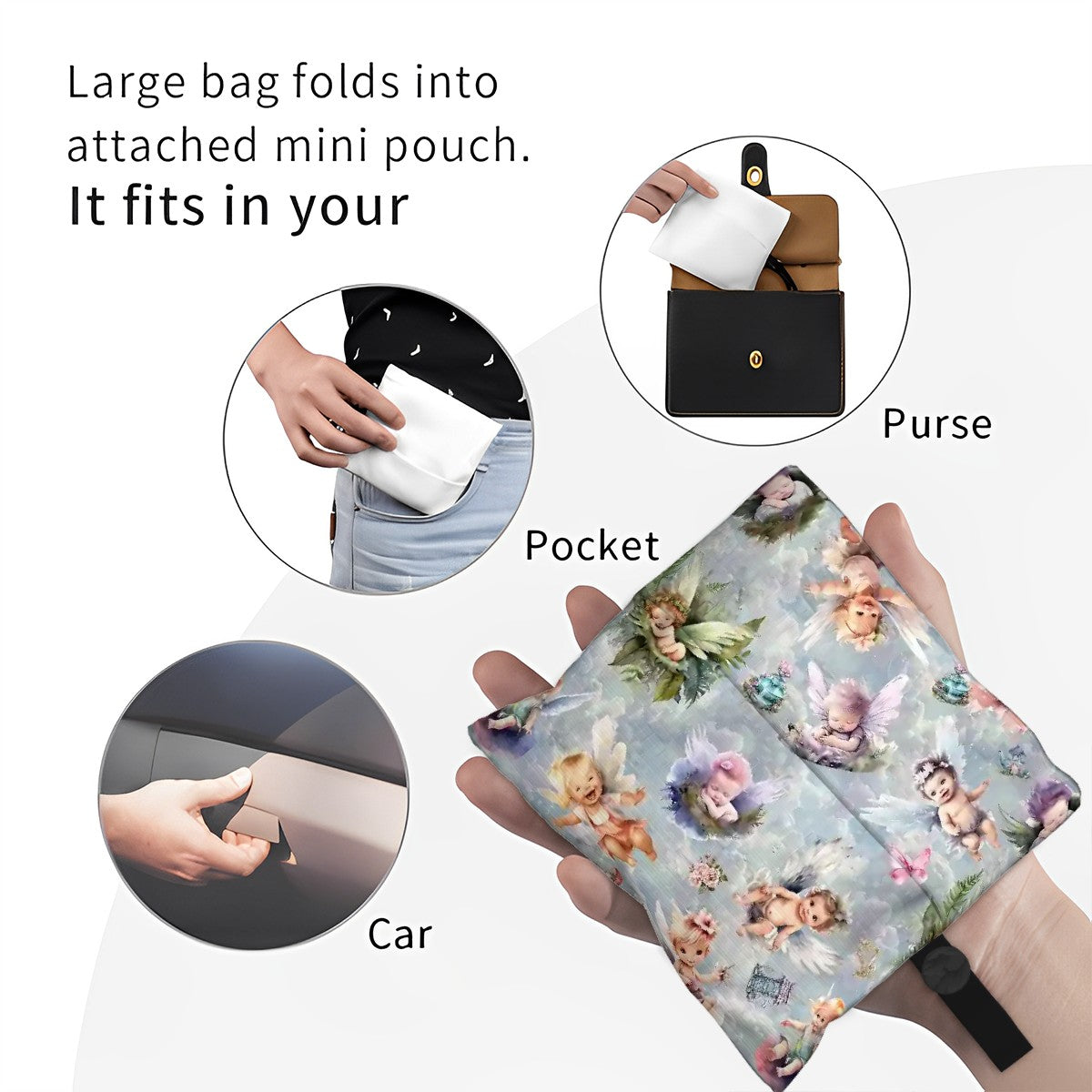 6 Fairy Designs, Reusable Folding Bag
