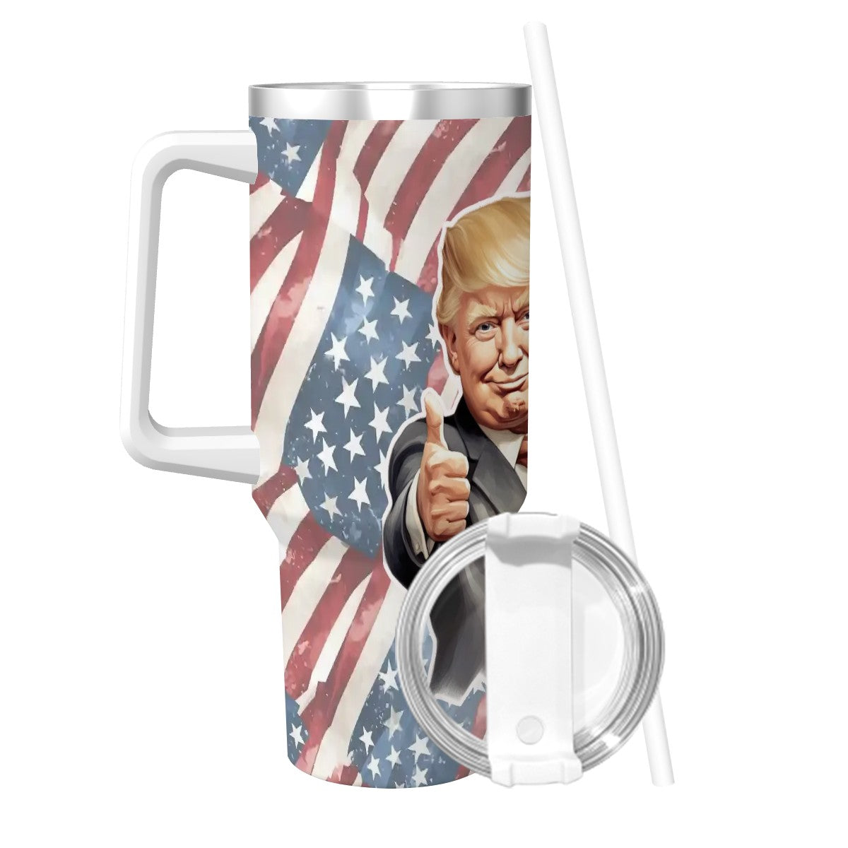 Trump "Dumbest Way Possible" Themed 40 oz Travel Coffee Mug with a Straw