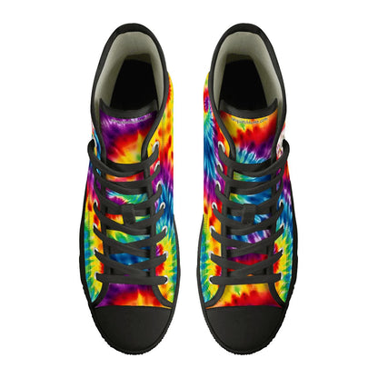 Unicorn on Tie Dye, Women’s High Top Canvas Shoes