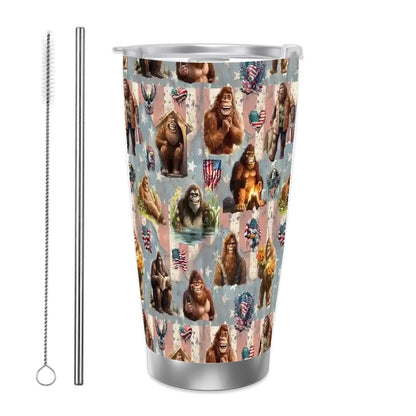 Bigfoot / Sasquatch Themed 20 oz Travel Coffee Mug w/ Straw & Brush Options