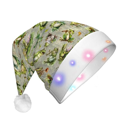 10 Animal Designs, Adult Plush Santa Hat with Light