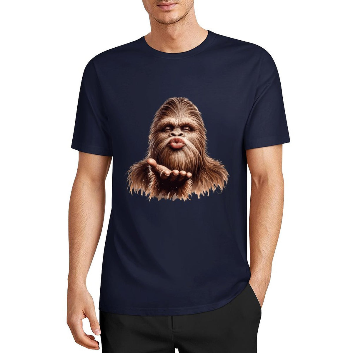 Bigfoot - Sasquatch Blow Kiss Short Sleeve Cotton T-Shirt
