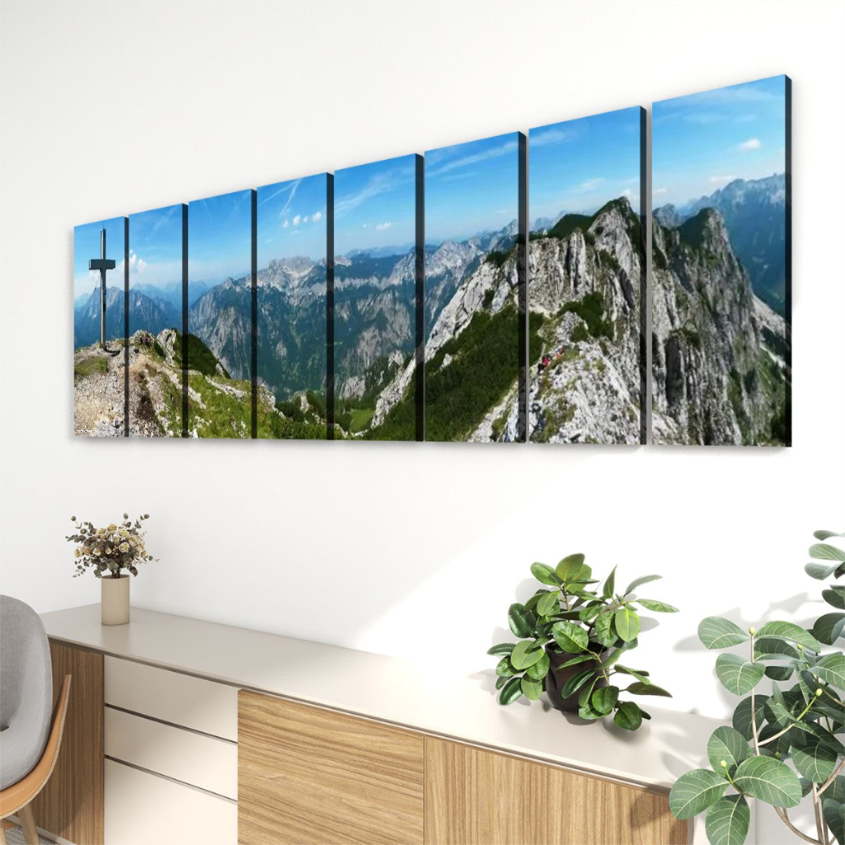 Mountainous Scenery - 8 Panels Canvas Prints Wall Art