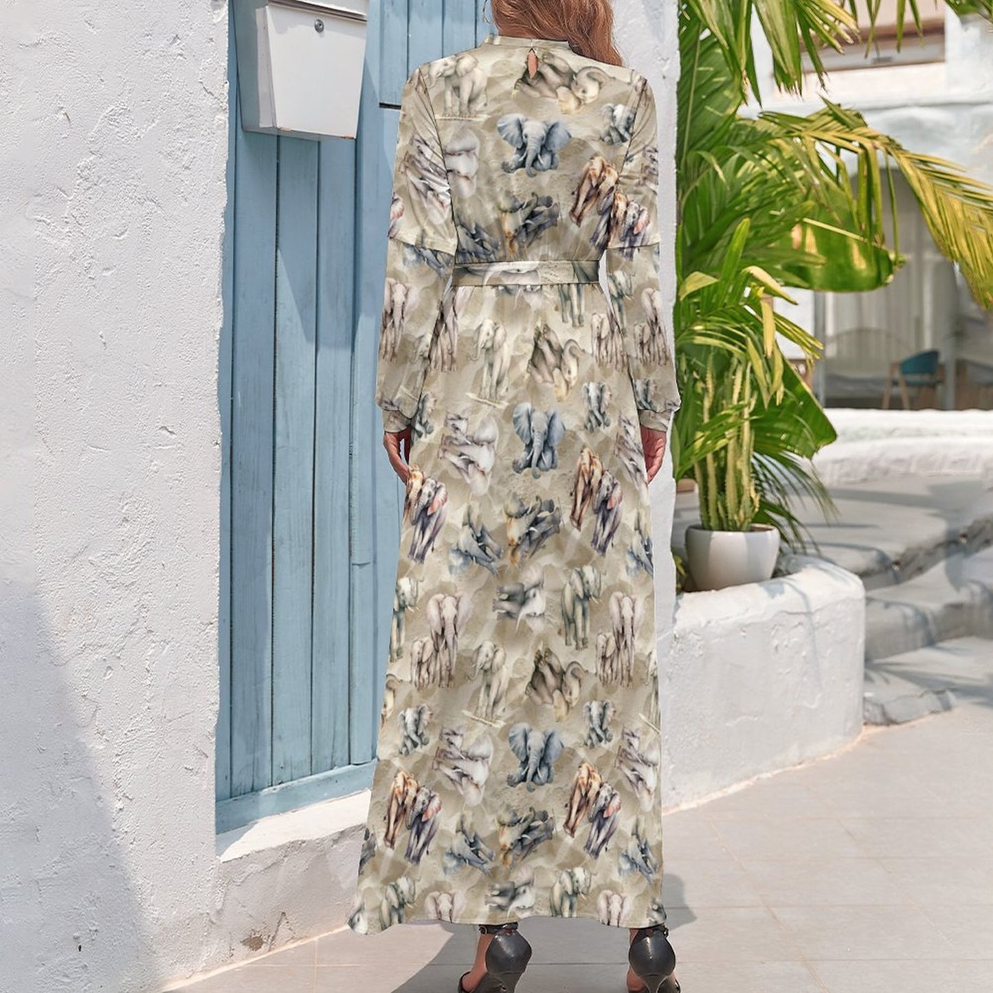 10 Animal Designs Women’s Polyester Turtle Neck Long Dress