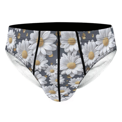 Bigfoot / Sasquatch & Daisies, Men’s Silk Briefs Underwear