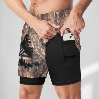 Bigfoot, Sasquatch Men's Beach Shorts / Swim Trunks with 4 Pockets