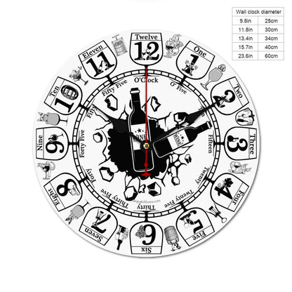 a Wine Lovers Wooden Wall Clock without Scale- Made in USA