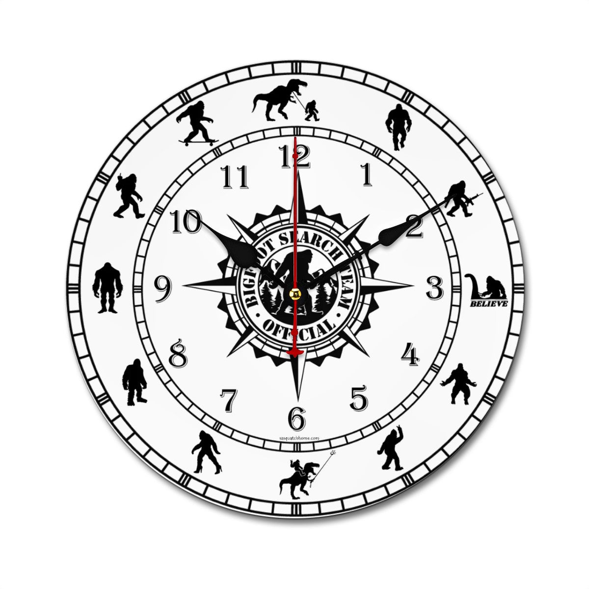 Bigfoot / Sasquatch Round Wooden Wall Clock -  - Made in USA