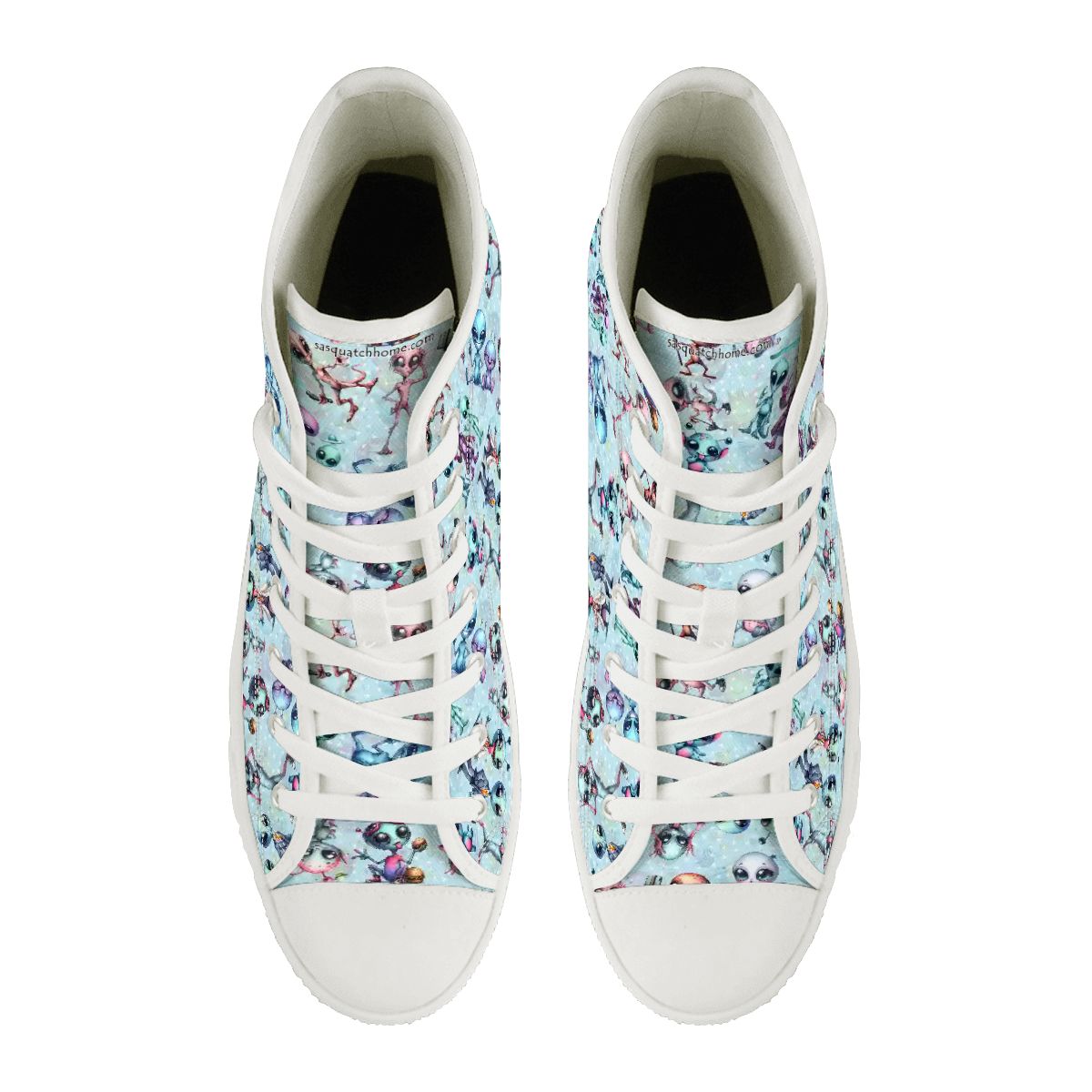 6 Alien Designs, Women's High Top Canvas Shoes