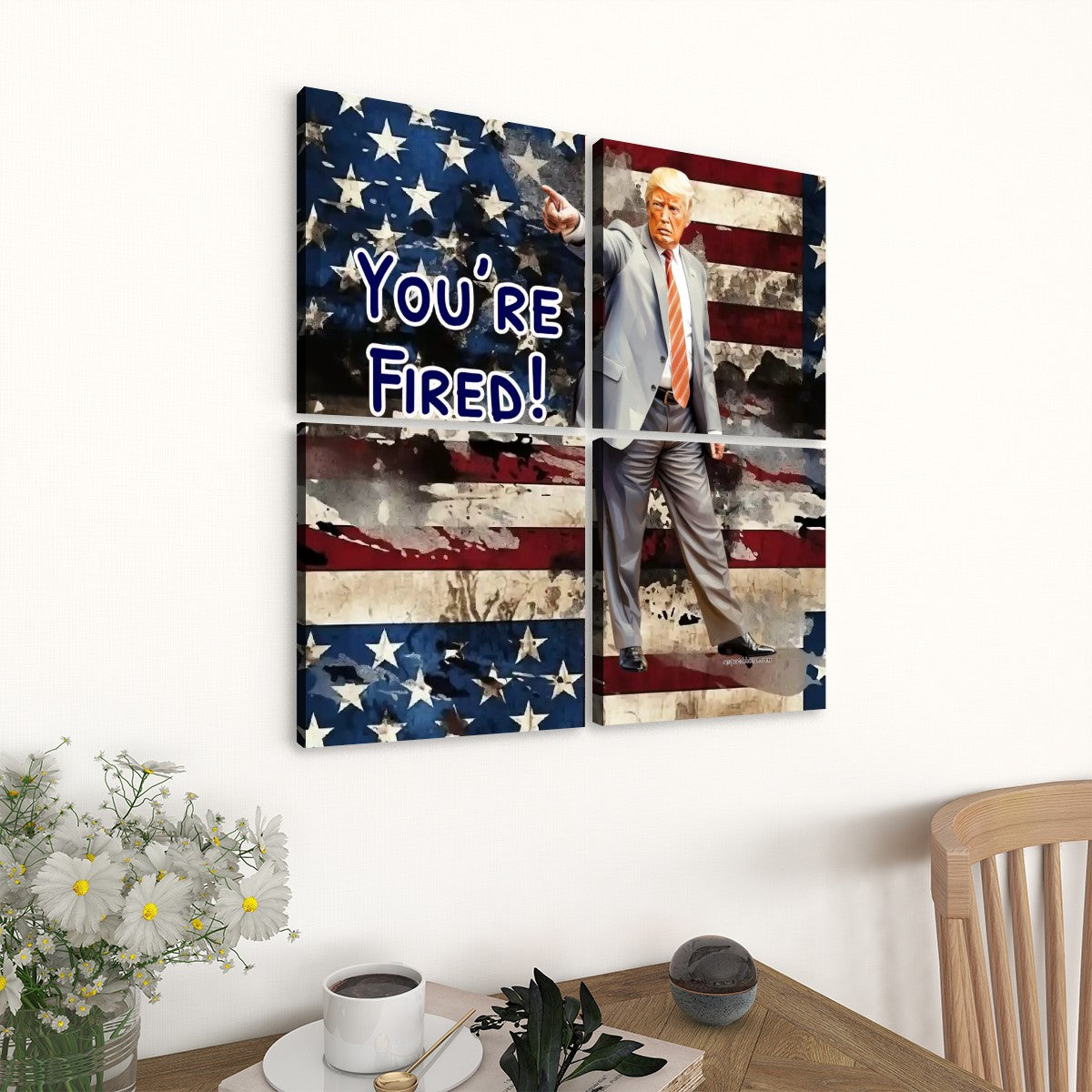 Donald Trump "You're Fired" - 4 Panels Canvas Prints Wall Art (Set A)