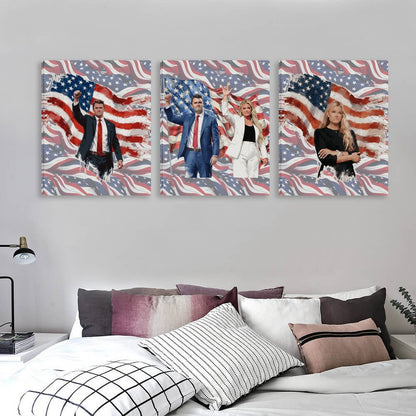 Charlie & Erika Kirk Canvas Wall Art -16”x 20” (x3) - Made In USA
