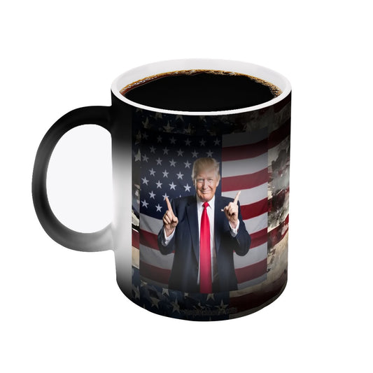 Sarcastic Sasquatch, "Smiling Trump " Color Changing 11oz Mug, Color Changing 11oz Mug, Coffee Cup