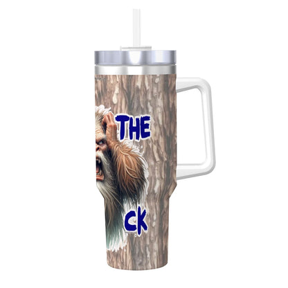 “Sarcastic Sasquatch” Series, “WTF”, 40 oz Travel Coffee Mug with a Straw
