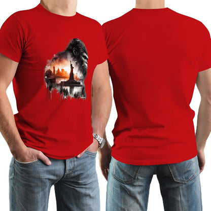 Bigfoot, Sasquatch, Statue of Liberty, Short Sleeve Cotton T-shirt