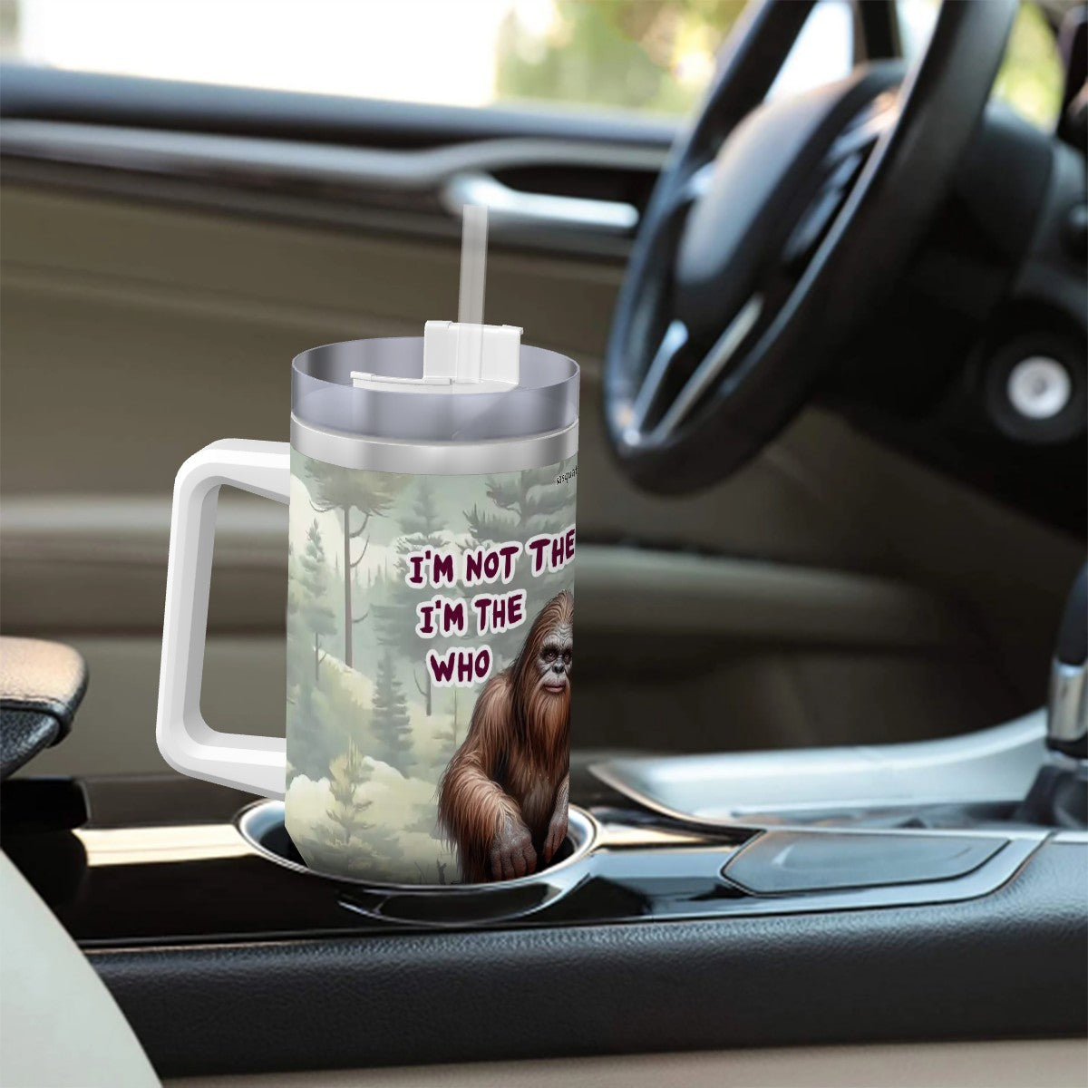 Sarcastic Sasquatch 40 oz Stainless Steel Travel Coffee Mug with a Straw, Bigfoot