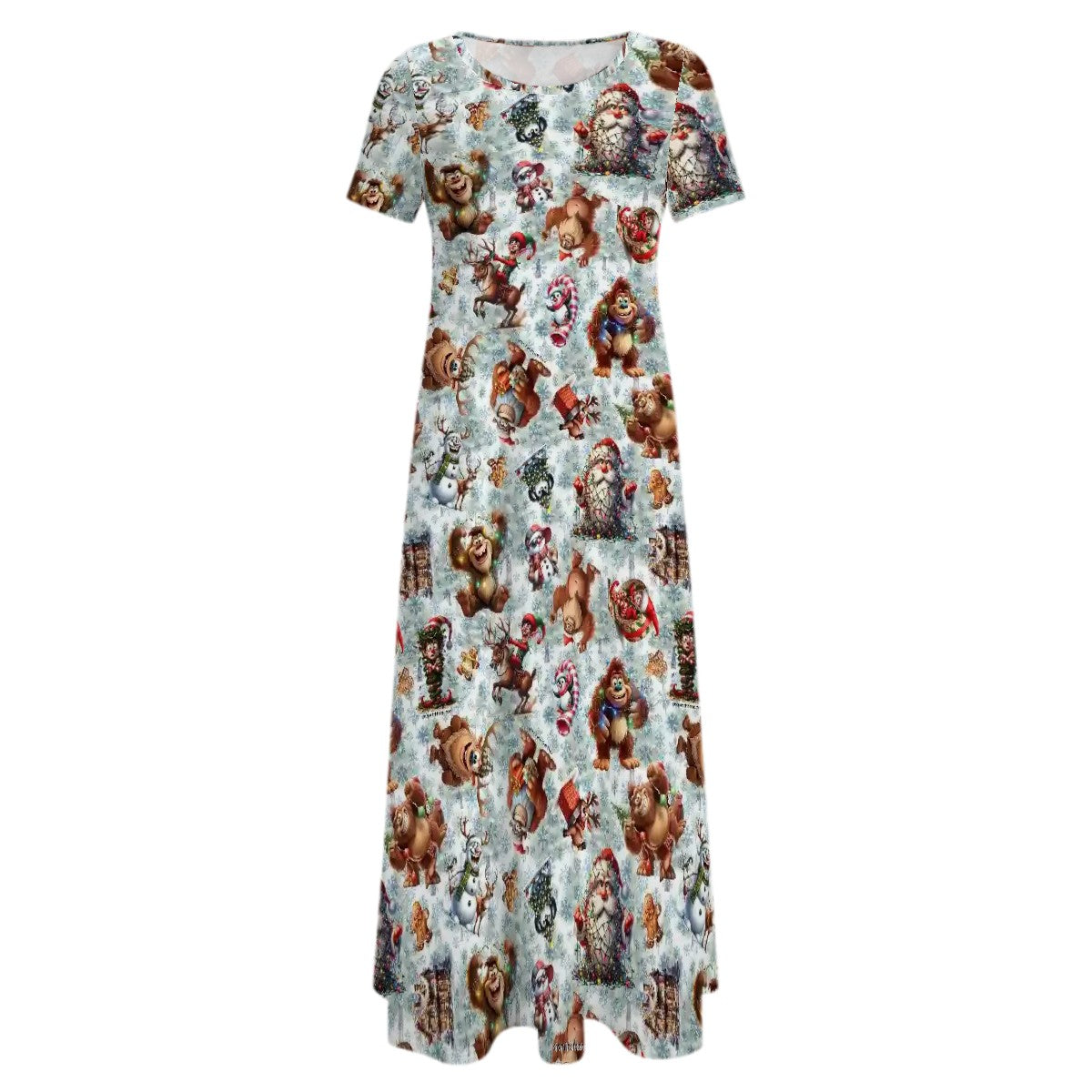 21 Sasquatch/ Bigfoot Designs Crew Neck Short Sleeve Maxi Dress