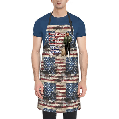 Donald Trump "They Call You Garbage" Waterproof Apron with Pockets