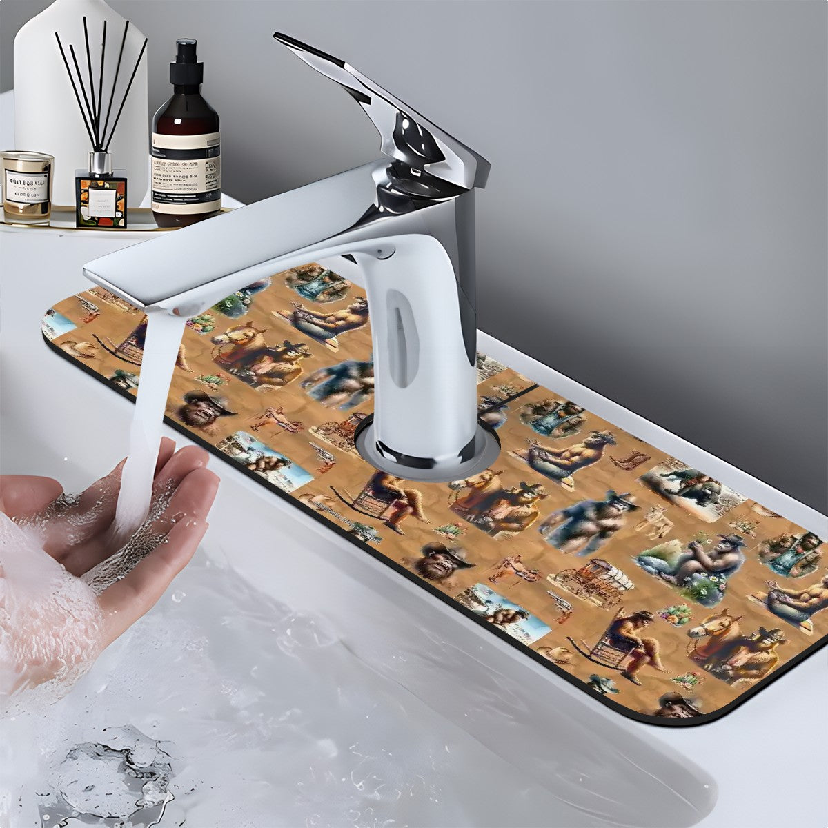 20 Bigfoot / Sasquatch Designs, Faucet Mat
