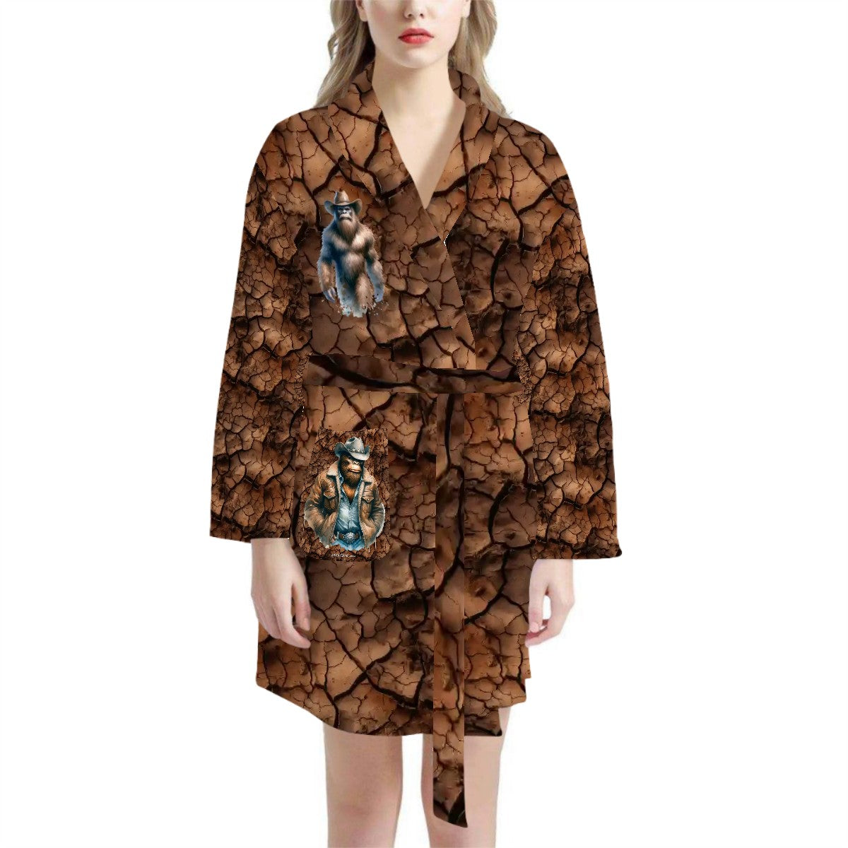 Cowboy Bigfoot Sasquatch Women’s Bath Robe 33.5” Long