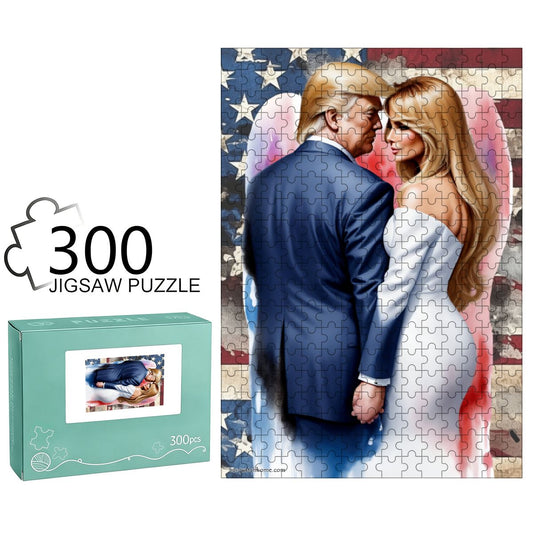 Donald & Melania Trump 300pcs Wooden Vertical Jigsaw Puzzle