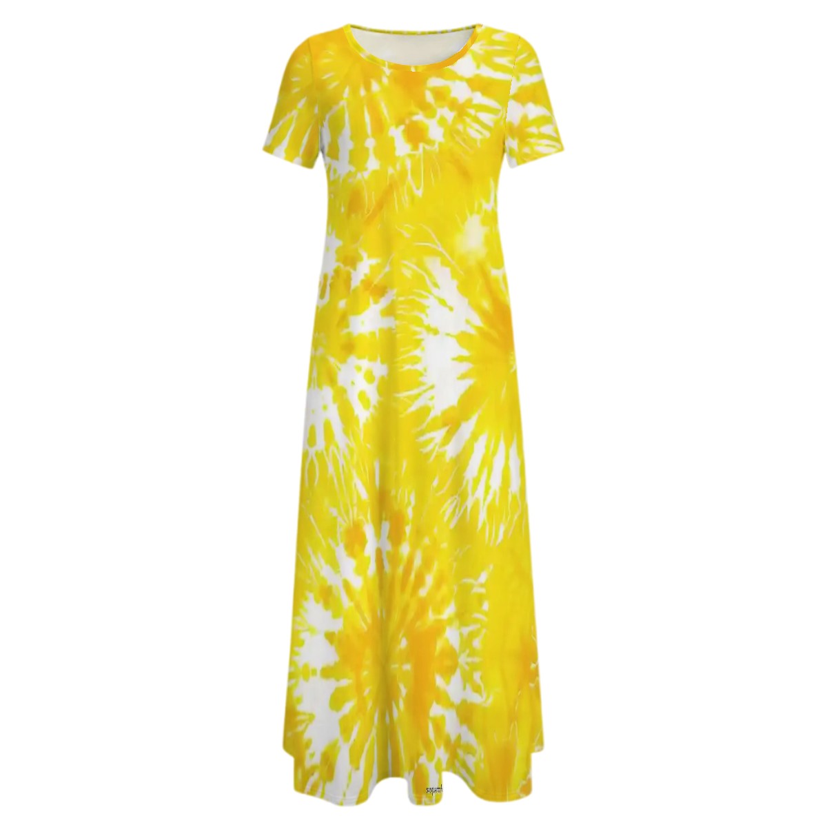 19 Tie-Dye Designs, Crew Neck Short Sleeve Maxi Dress