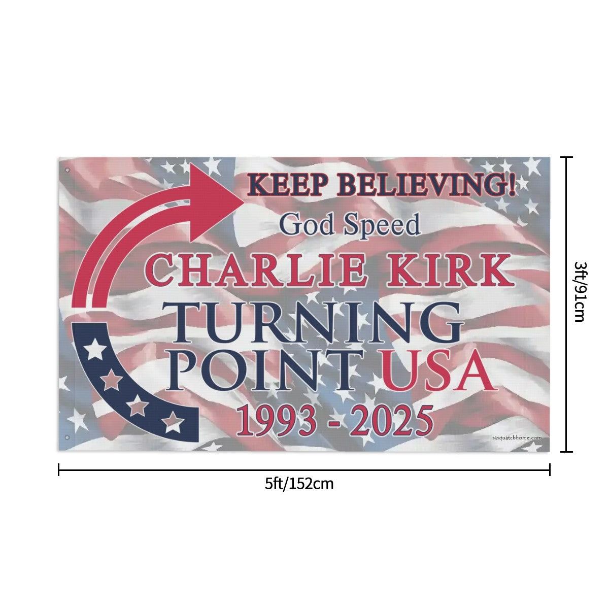 Charlie Kirk Memorial Flag, 3x5' Three-Layer Outdoor Double Sided Flag