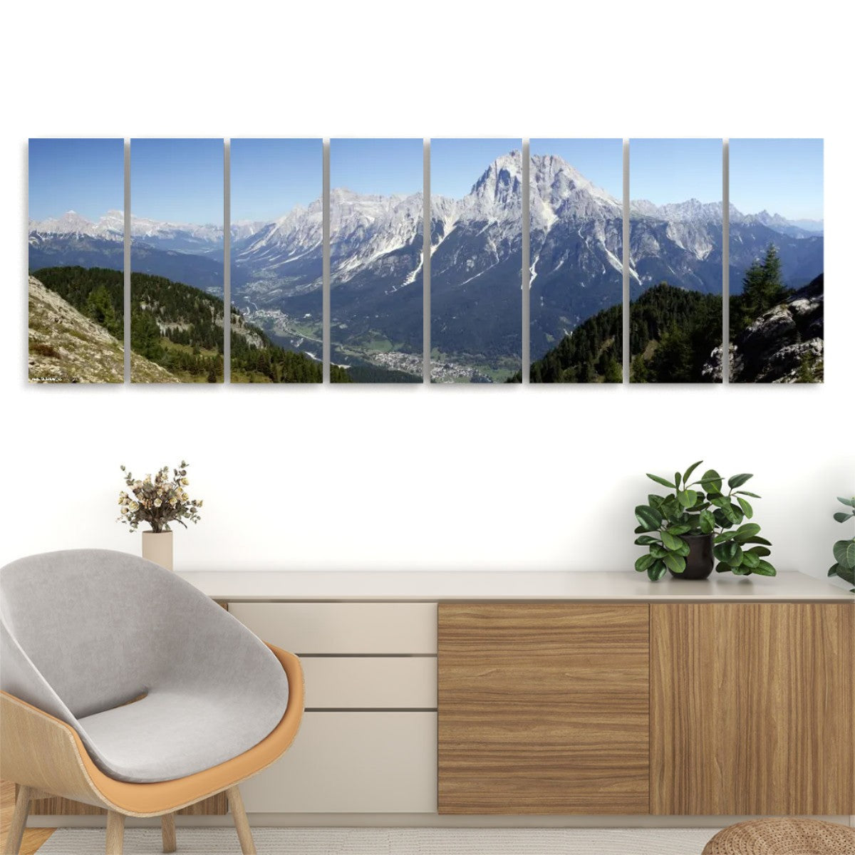 Mountain View 8 Panels Canvas Prints Wall Art
