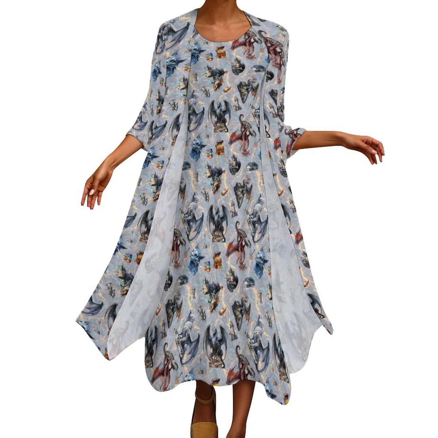 10 Misc Designs Women’s Long Dress with Cardigan