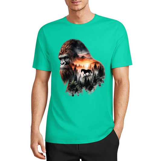 Bigfoot - Sasquatch Scenery Short Sleeve Cotton T-Shirt