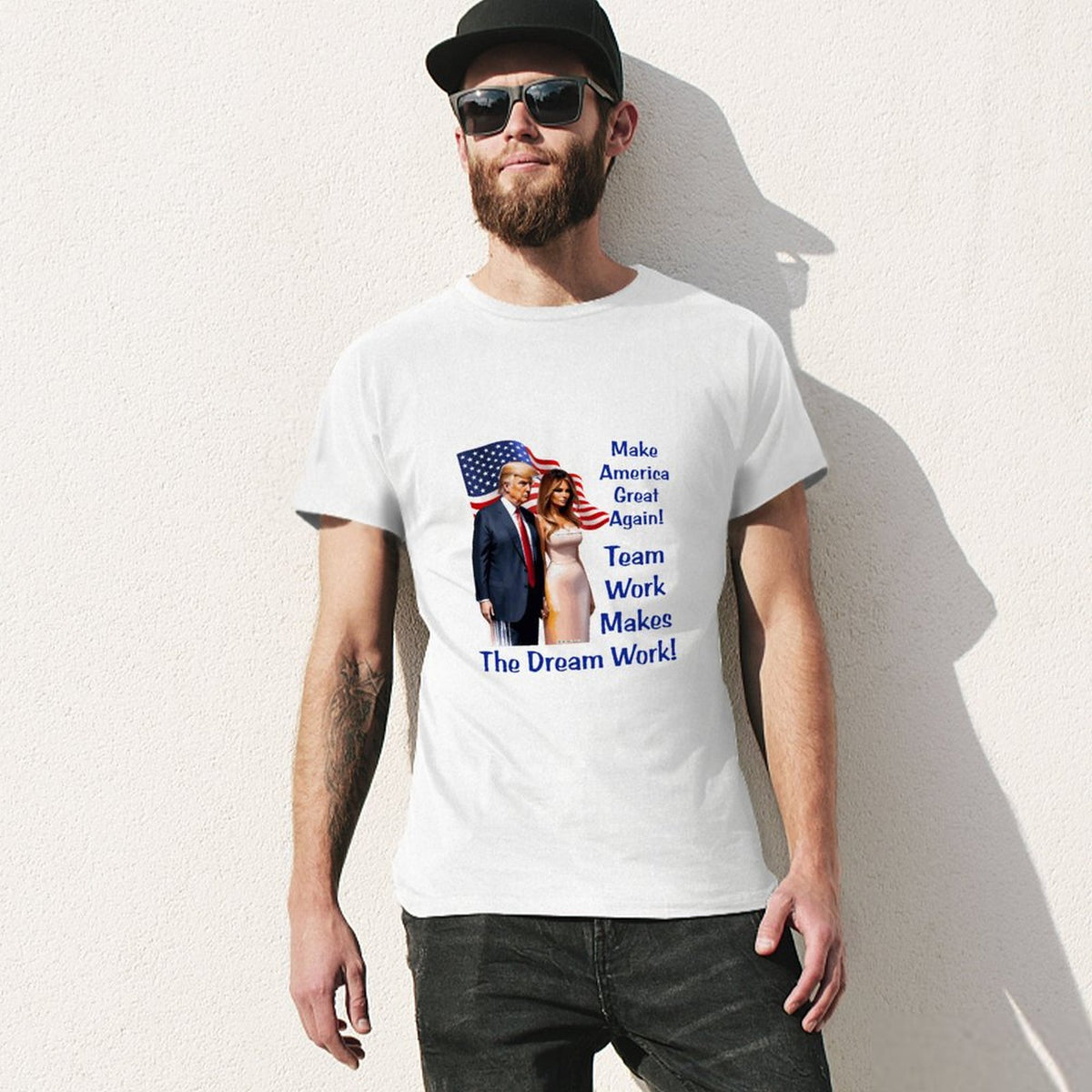 "Team Work makes the Dream work..", Donald Trump, Short Sleeve Cotton T-shirt