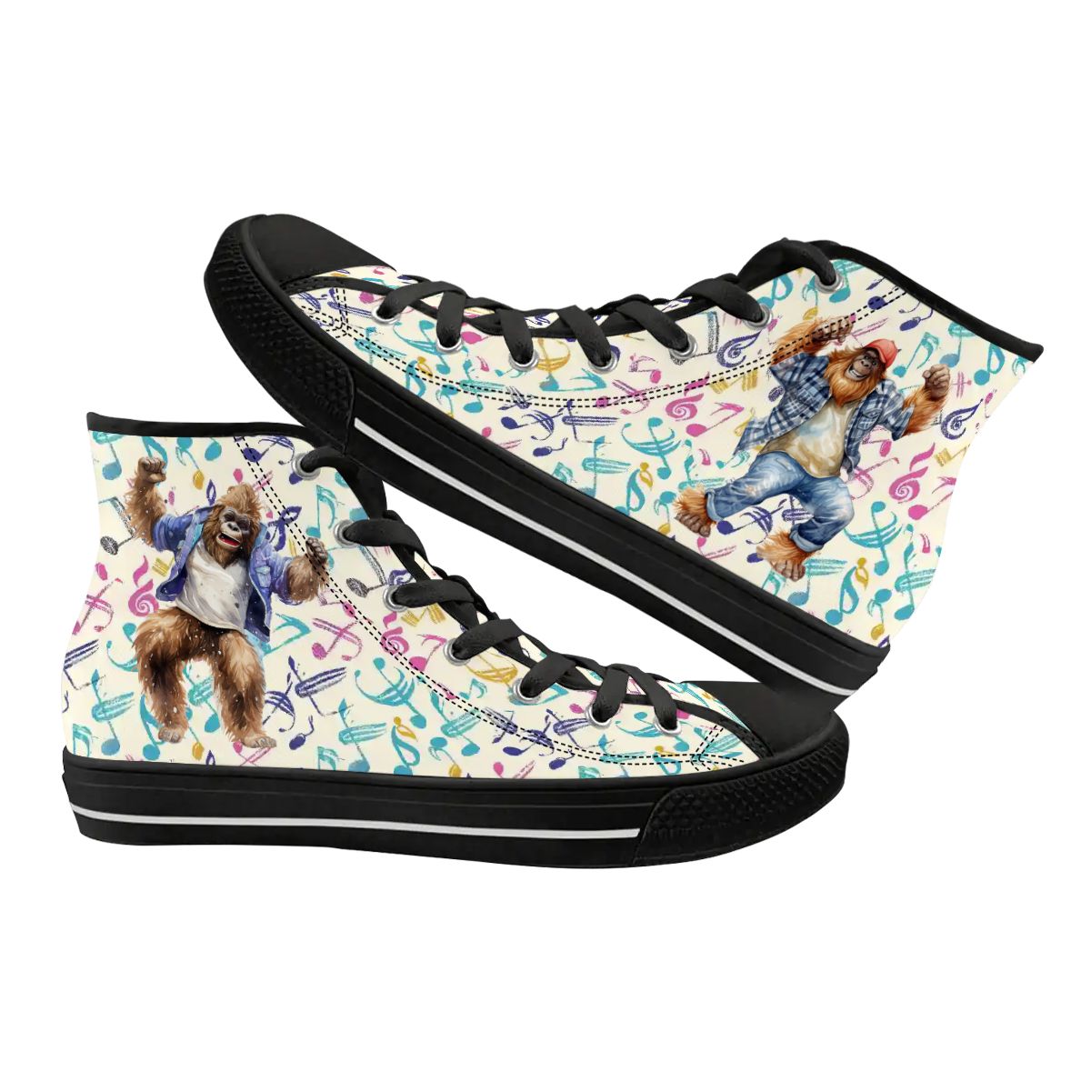 Dancing Bigfoot Sasquatch, Women's High Top Canvas Shoes