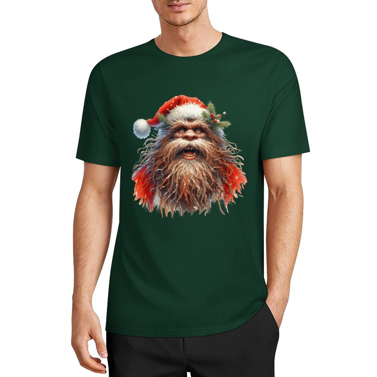 Bigfoot - Sasquatch Santa Short Sleeve Cotton T-Shirt