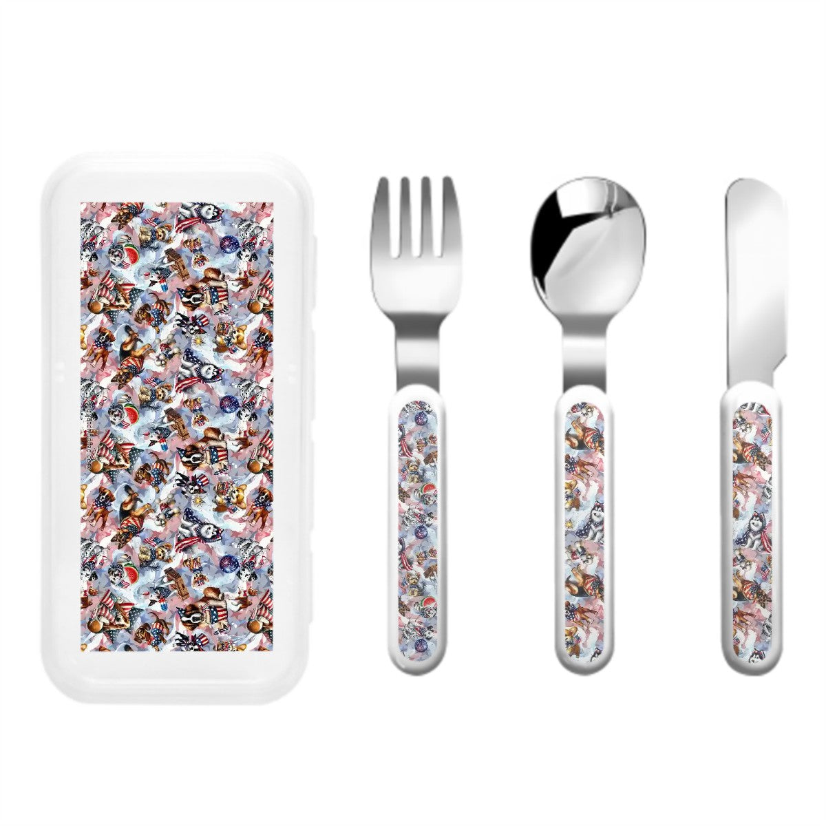 8 Patriot Designs, Animals, Kids Cutlery Set Straight Handle