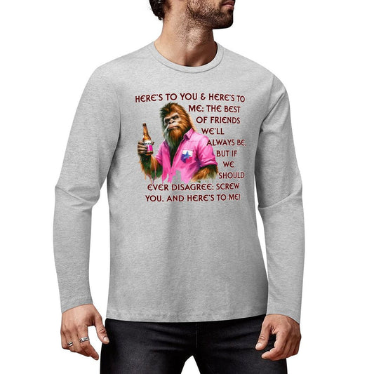 Bigfoot - Sasquatch "Here's To You..",  Cotton Unisex Long Sleeve T-shirt