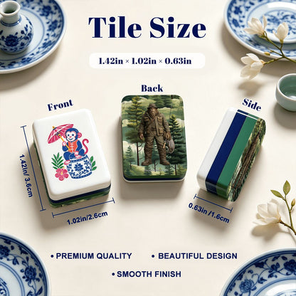 Fishing Sasquatch Chinoiserie Chic American Mahjong Tiles