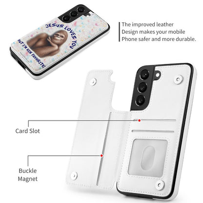 "Jesus Loves You..." Sasquatch, Bigfoot, Samsung S22 Cell Phone Case / Folding Wallet