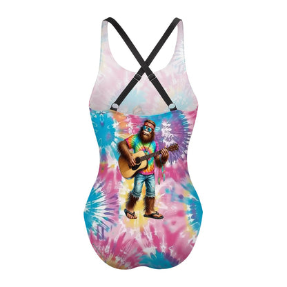 Hippie Bigfoot, Sasquatch Cross-Back One Piece Swimsuit