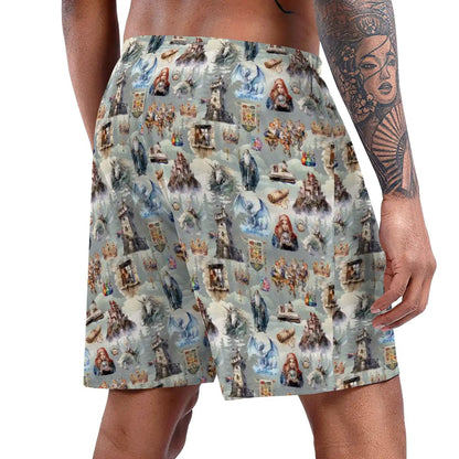 10 Cool Misc Designs, Men’s Polyester, pocketed, pajama Shorts