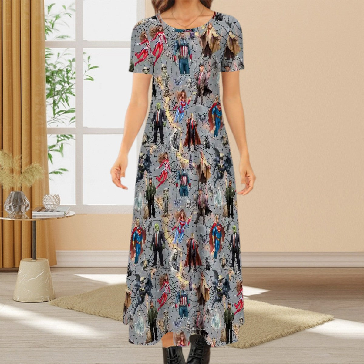 20 Donald Trump Designs,  Crew Neck Short Sleeve Maxi Dress