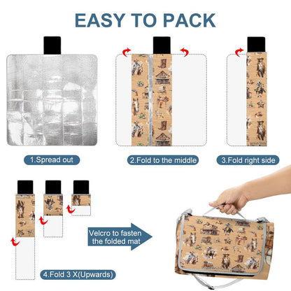 Foldable Zipper Picnic Mat- Blanket 58”x58” w/ Carry Straps