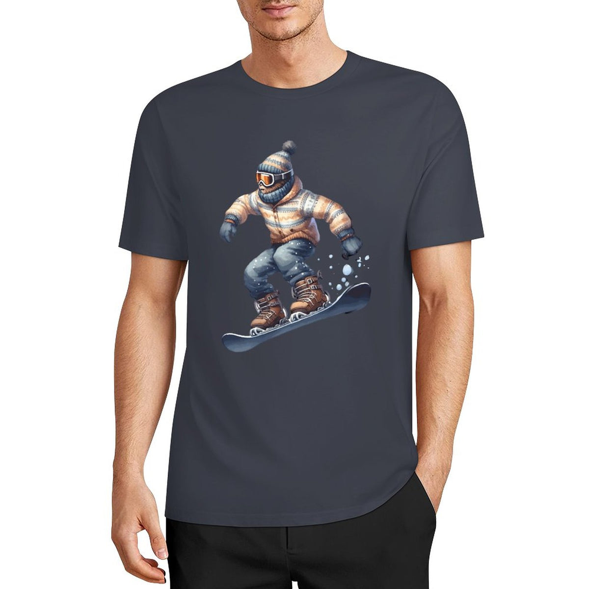 Bigfoot - Sasquatch Snowboarding Short Sleeve Cotton T-Shirt