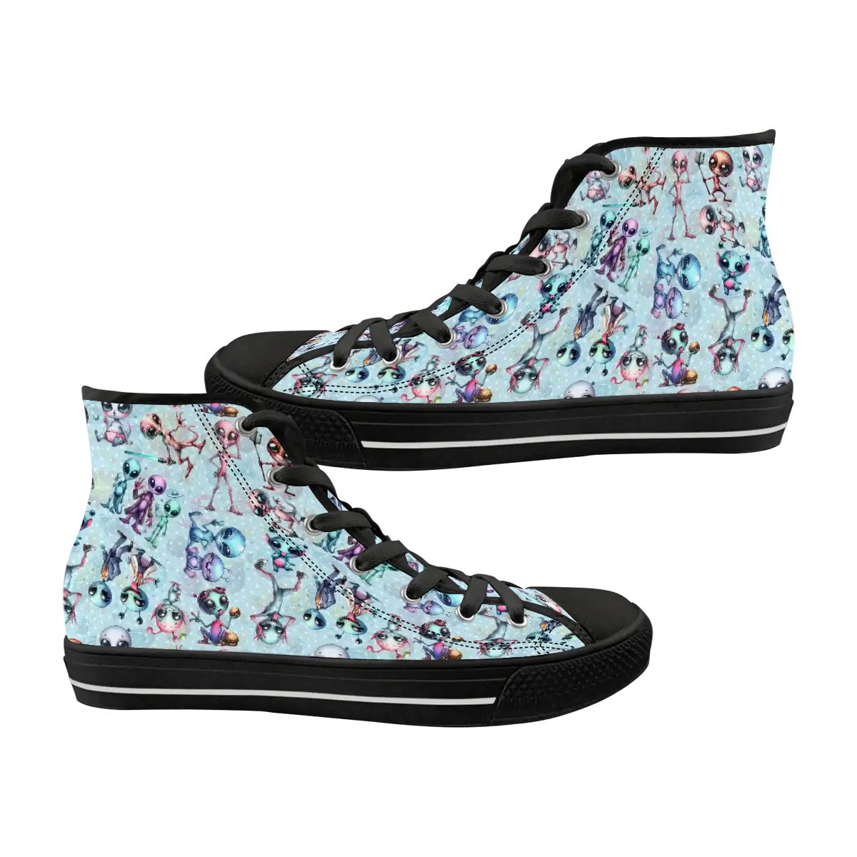 6 Alien Designs, Women's High Top Canvas Shoes